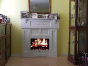 Faux Fireplace of painted Poplar by James McIntosh