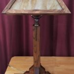 Oak Lamp with Slag Glass