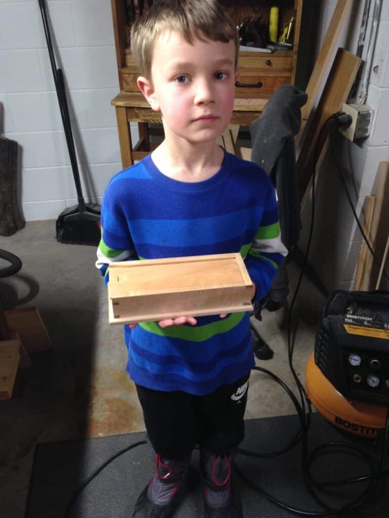 Dovetail Pencil Box made with my grandson Max. Soft maple, shellac and wax. Thanks everyone, we had a great time together doing this project.