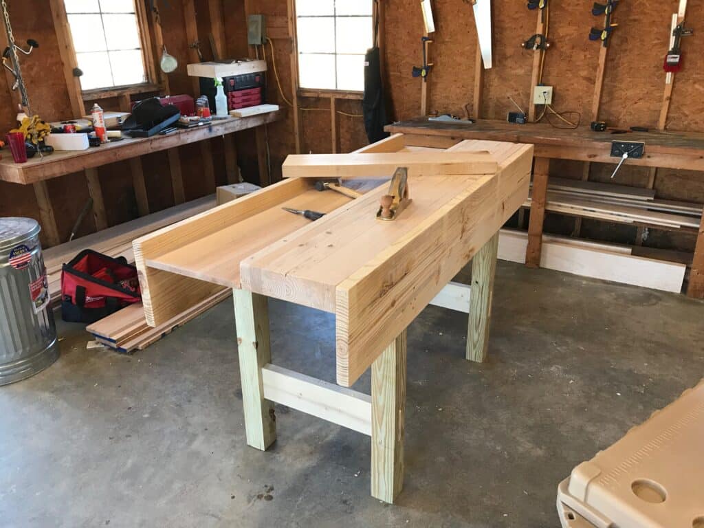 My lifetime bench. Pine, maple wellboard, treated pine legs(not my first choice).