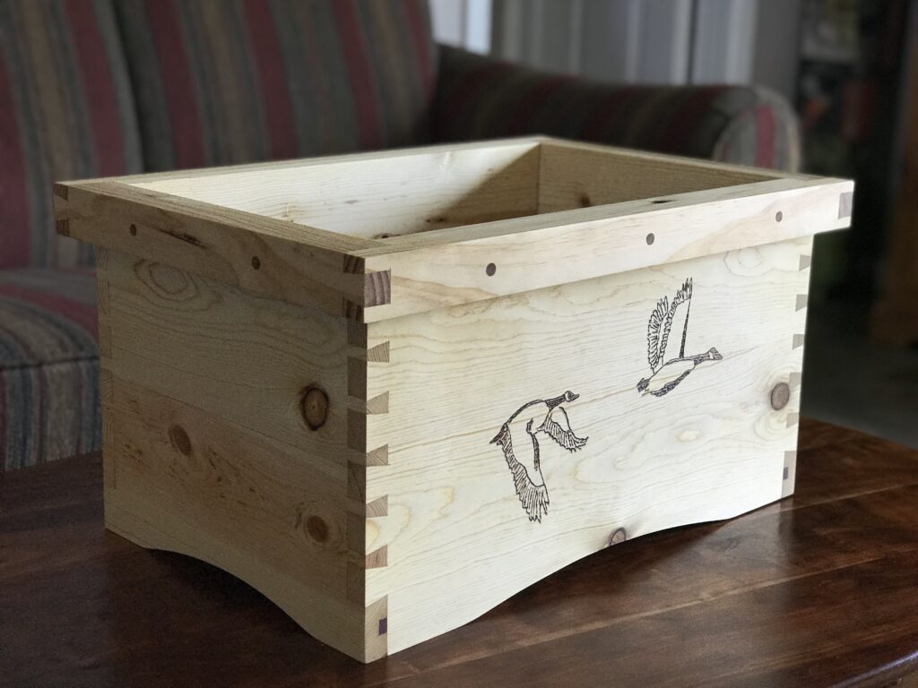 kindling box, pine with linseed oil and wax