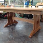 American Oak version of Paul's trestle table upscaled to 2x1.2m, finished in clear satin Osmo oil/wax
