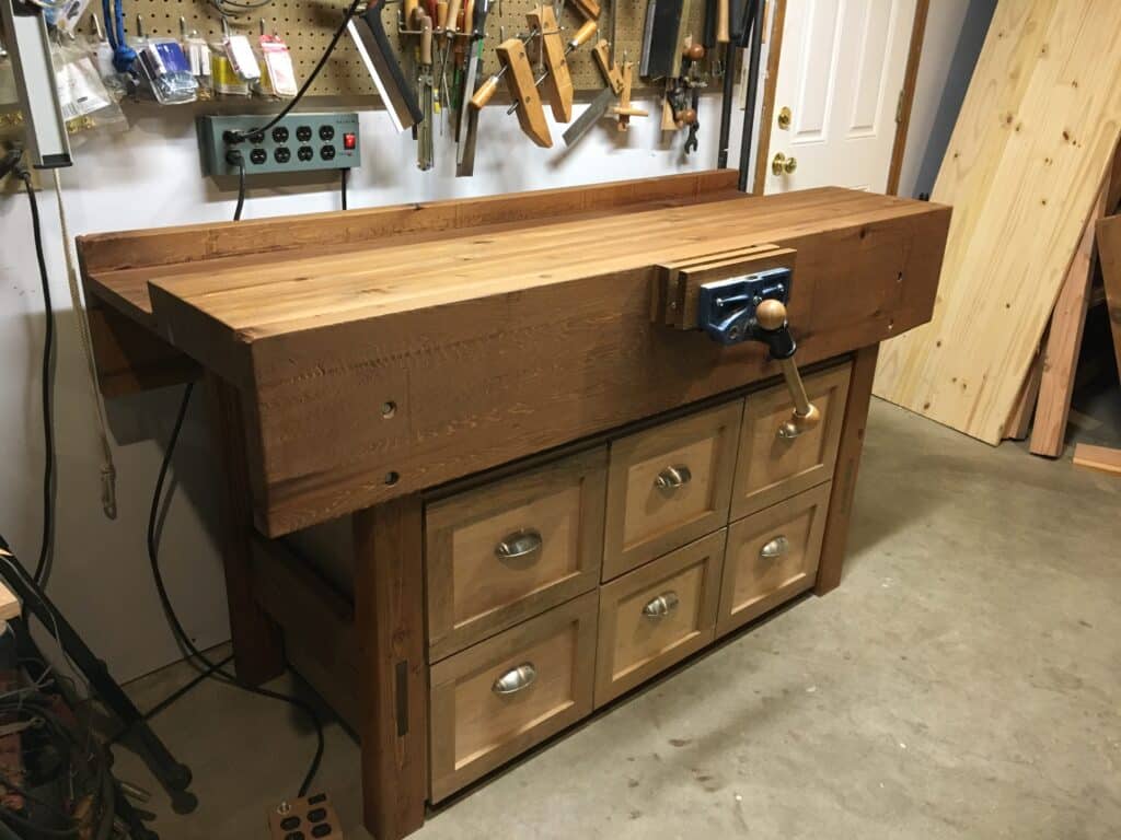 Paul's workbench plus a set of drawers