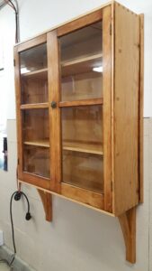 Tool Cabinet - Jam Cupboard Salvage: 100+ yr old salvaged (bruised, worm-holed) Douglas-fir with turn of the century mouth-blown glass.