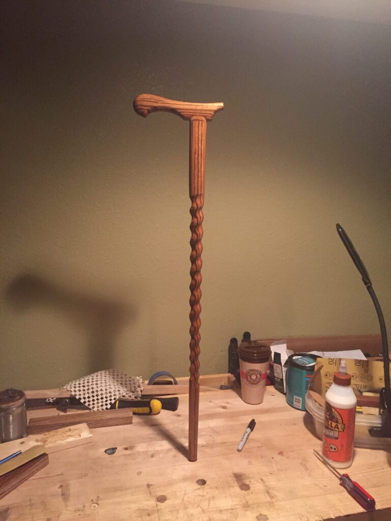 Zebra wood cane made for mother in law