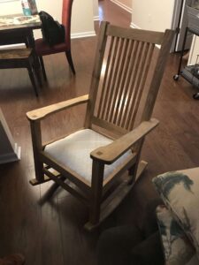 Rocker, made from some punky red oak and finished with walnut danish oil.