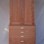 Numismatic coin cabinet. Used mahogany, maple, cocobolo drawer pulls and brass drawer pulls.