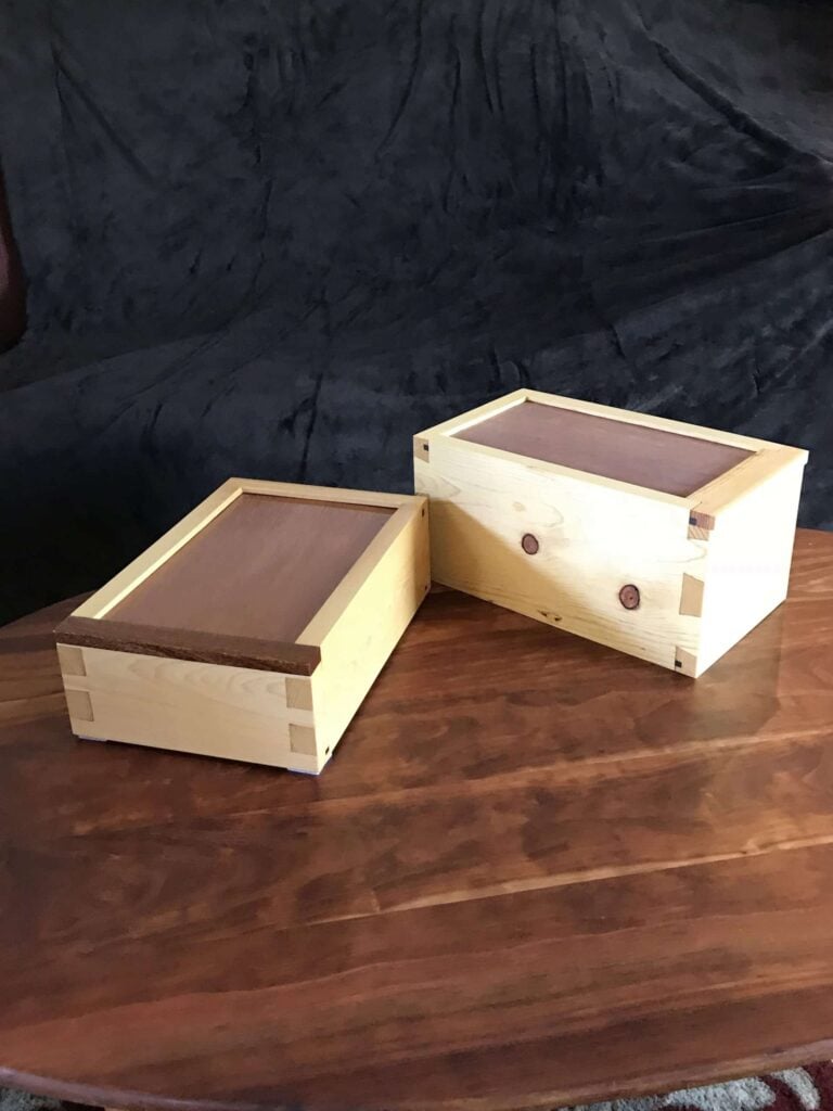 Pine tool storage box for my Record 044 and one for my Stanley 289, one oil finish and one Shellac finish