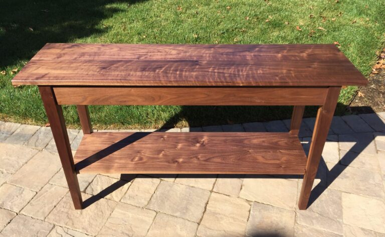 Walnut sofa table 54"L x 15"W x 30"T