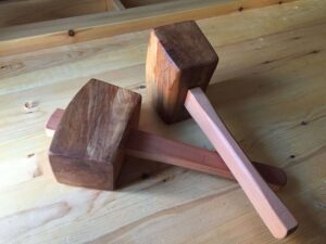 spalted/regular beech mallets, finished with boiled linseed oil