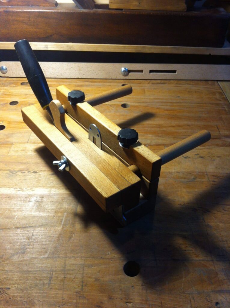 Wooden plough plane, made from reclaimed beech from an old table