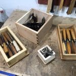 Collection of dovetail boxes for tools