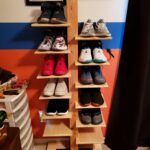 A spin on a self standing spine shelf for my brothers shoe collection. Everything is pine except the western red cedar post, put on two coats of wipe-on poly for a quick finish. Used only hand tools, except to cut all shelves to length which I used a radial arm saw for. Fun project and could be used for many other things other than shoes!