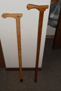 Pine prototype and mahogony cane