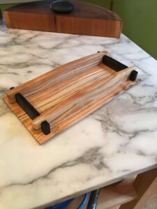 Wooden tray. Locust tree from my back yard in Kentucky. Ebony from Africa. Paul Sellers’ design and construction methods.