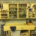Workbench in fir and a simple tool cabinet