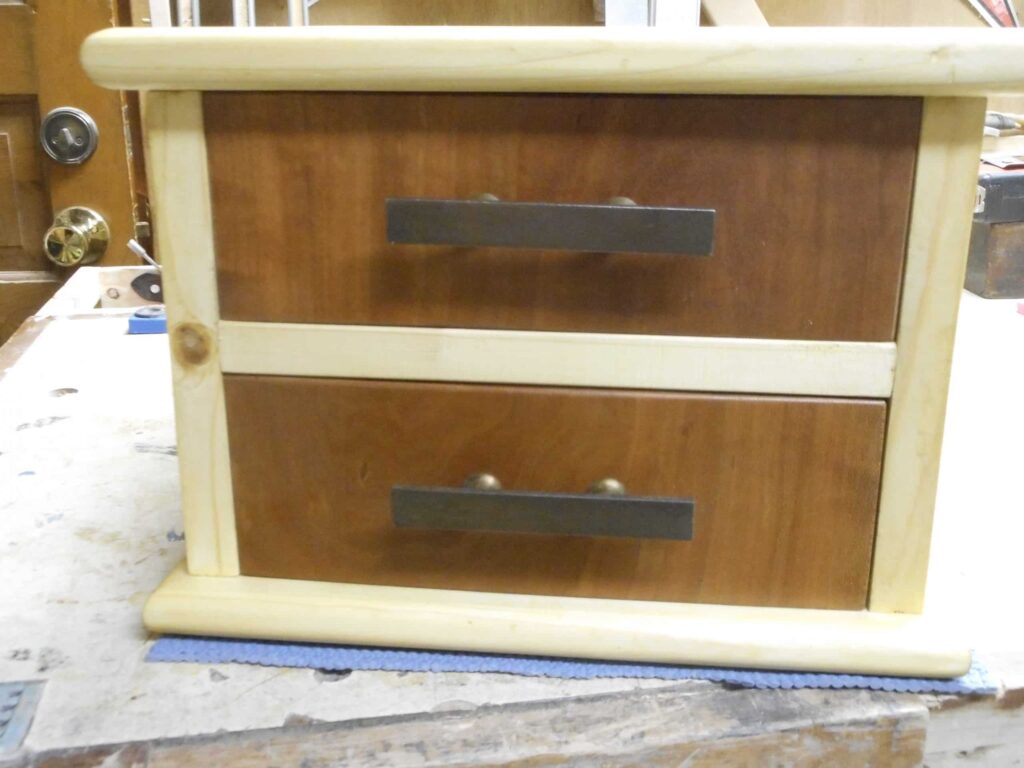 Pine carcass and cherry drawer fronts