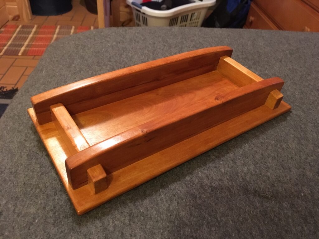 Tea Tray. Birch and Cherry, shellac finish. A Christmas gift for my Mother-in-law.