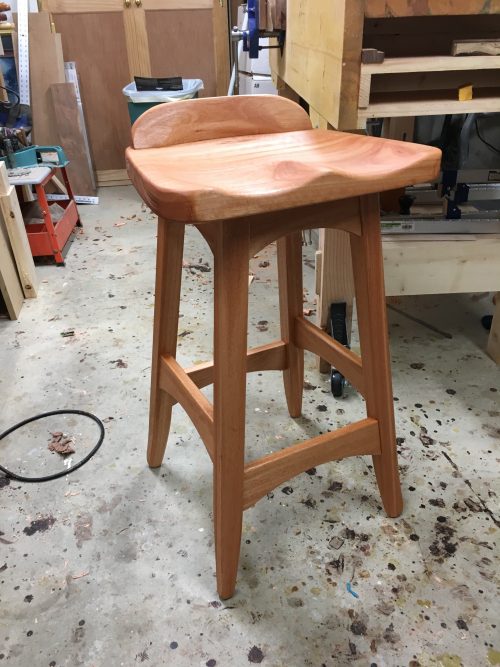 Made this stool from Red Grandis I found at my lumber store. Followed Paul’s videos, happy with the results