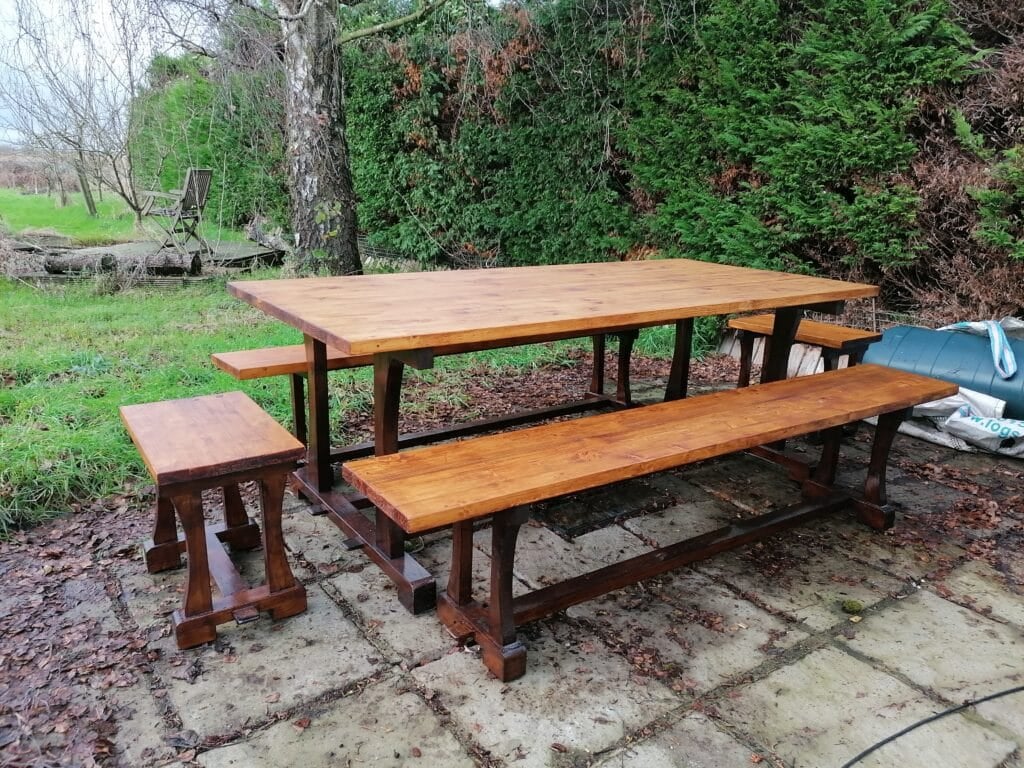 Garden Table, Benches and Stools Set by Trevor Molyneux